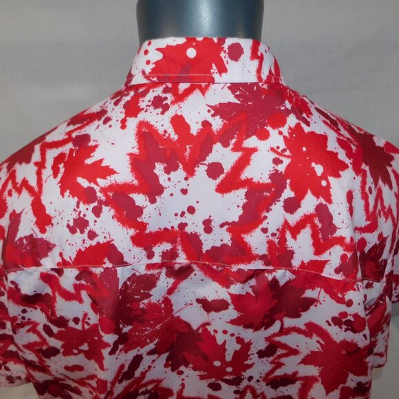 EH Canada Red White Maple Leaf Mens XL Short sleeve Button Front Shirt Canadian - Picture 10 of 10